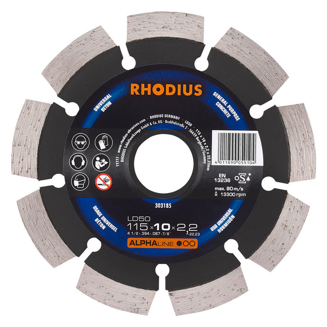 Rhodius LD50 Diamantdoorslijpschijf 115mm - 303185