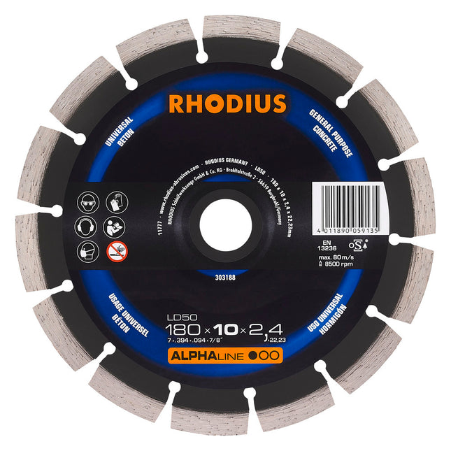 Rhodius LD50 Diamantdoorslijpschijf 180mm