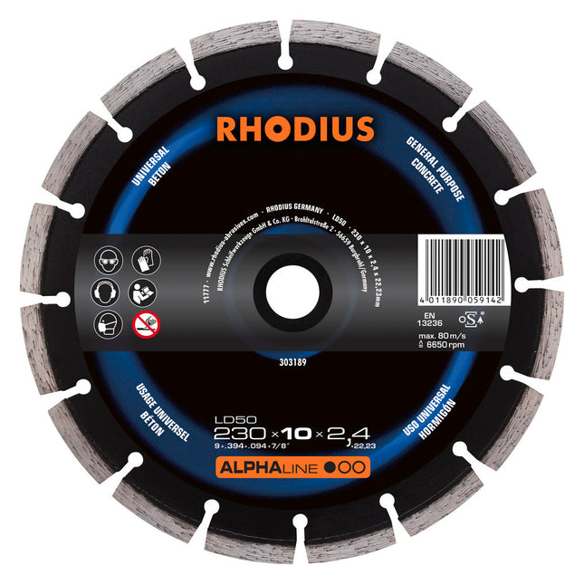 Rhodius LD50 Diamantdoorslijpschijf 230mm