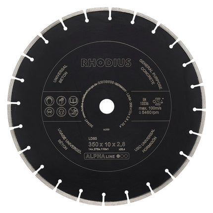 Rhodius LD50 Diamantdoorslijpschijf 350mm