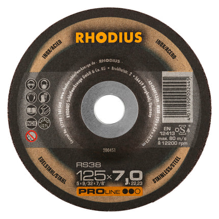 Rhodius RS38 Afbraamschijf 125 x 7,0 x 22,23 RVS-Staal - 200451