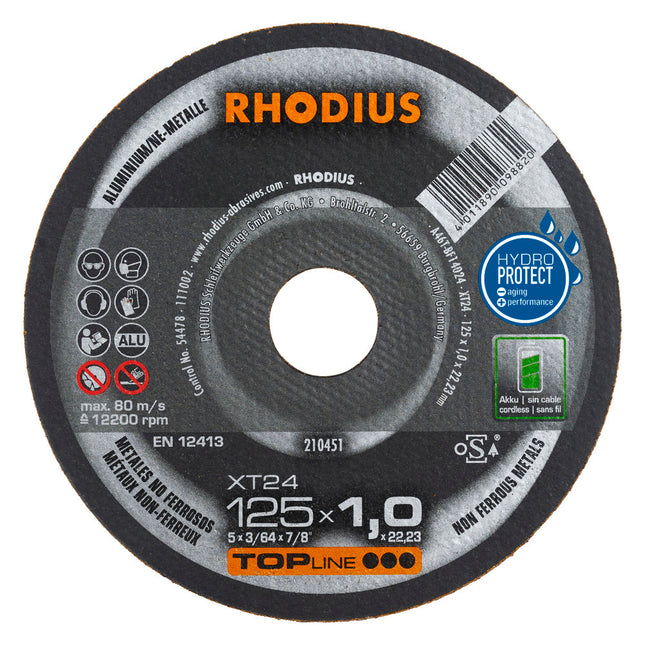 Rhodius XT24 Doorslijpschijf 125 x 1,0 x 22,23 Aluminium - 210451