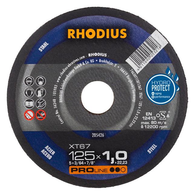 Rhodius XT67 Doorslijpschijf 125 x 1,0 x 22,23 Staal - 205426