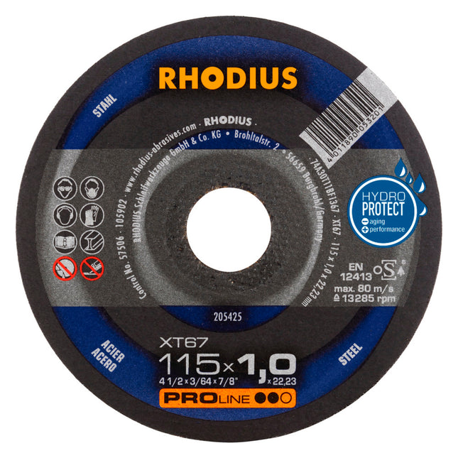 Rhodius XT67 Doorslijpschijf 115 x 1,0 x 22,23 Staal - 205425