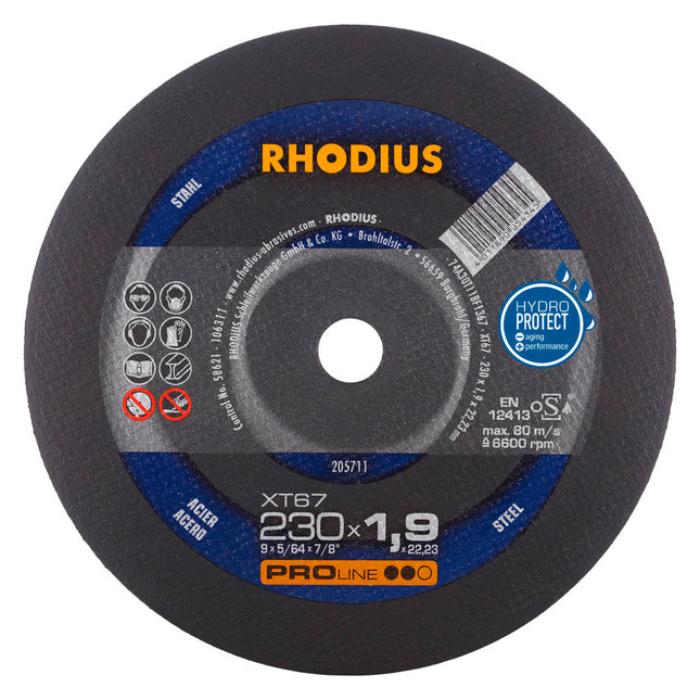 Rhodius XT67 Doorslijpschijf 230 x 1,9 x 22,23 Staal - 205711