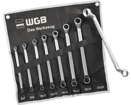 WGB 8-dlg ringsleutelset in roltas verdiept 6X7 t/m 20x22mm
