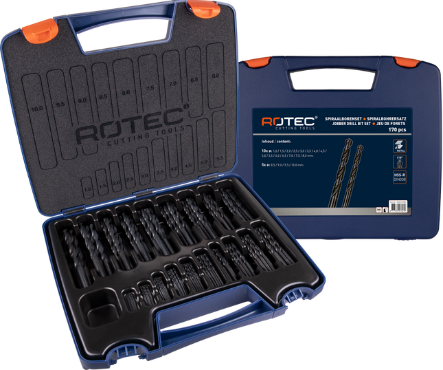 Rotec 900.0170K Spiraalboren set 170-dlg in kunststof koffer