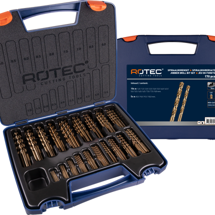 Rotec 900.0172K Spiraalboren set 170-dlg in kunststof koffer
