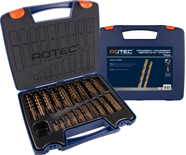 Rotec 900.0172K Spiraalboren set 170-dlg in kunststof koffer
