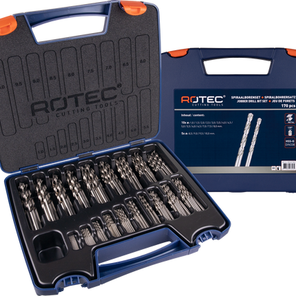 Rotec 900.0173K Spiraalboren set 170-dlg in kunststof koffer
