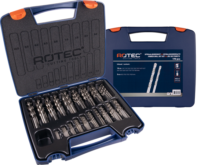 Rotec 900.0173K Spiraalboren set 170-dlg in kunststof koffer