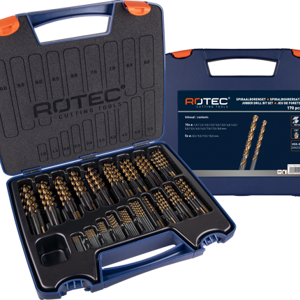 Rotec 900.0175K Spiraalboren set 170-dlg in kunststof koffer