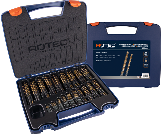 Rotec 900.0175K Spiraalboren set 170-dlg in kunststof koffer