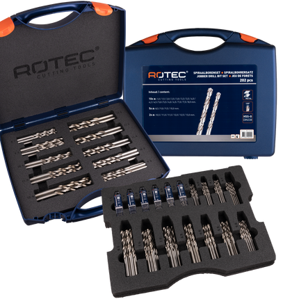Rotec 900.0222K Spiraalboren set 202-dlg in kunststof koffer