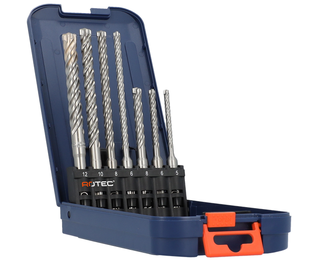 Rotec 900.1011K Hamerboren set 7-dlg SDS-plus Quattro-X