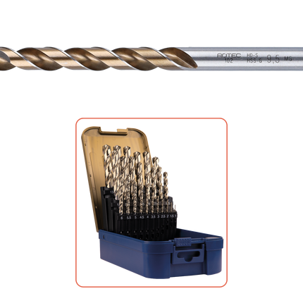 Rotec Spiraalborenset 19 delig type '102' in ABS-cassette - 900.0022