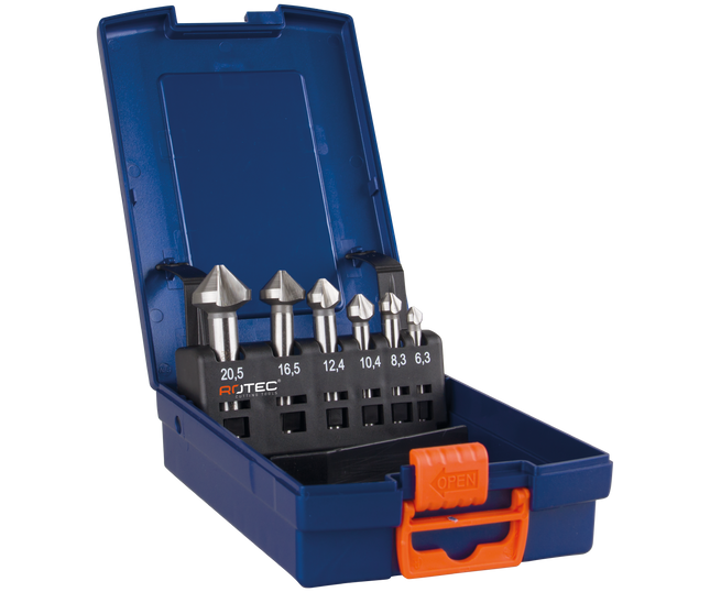 Rotec verzinkfrezenset HSS-E 7 delig INOX, type 403 in abs-cassette - 900.3006