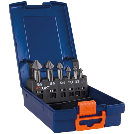 Rotec verzinkfrezenset HSS-G 6 delig gecoat type 407 in abs-cassette - 900.3002