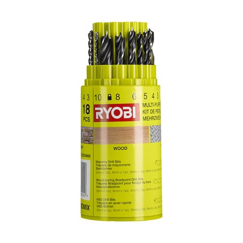 Ryobi RAK18DMIX 18-delig multifunctionele boor- en schroefbit set