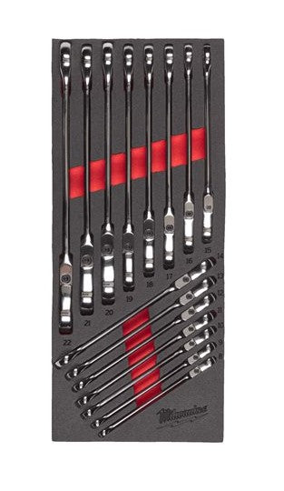 Milwaukee MAX BITE™ Flex Steek Ratelsleutel Set Foam Inlay 15-delig