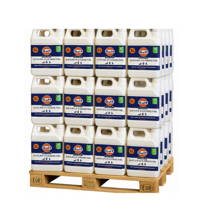 Gulf Pro Fuel 4T alkylaatbenzine 5 liter voor viertaktmotoren - Pallet 144 stuks