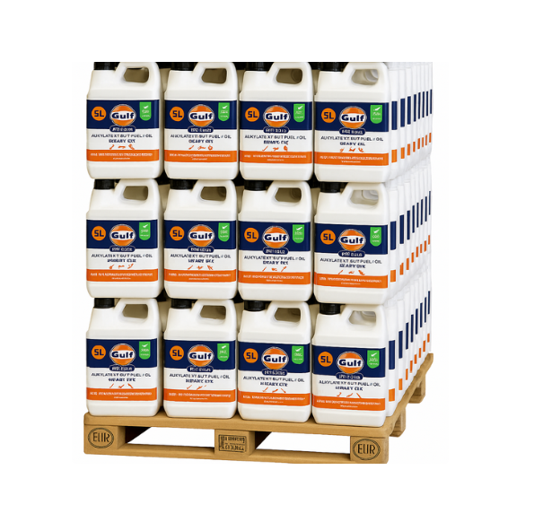 Gulf Pro Fuel 2T alkylaatbenzine 5 liter voor tweetaktmotoren – Pallet 144 stuks
