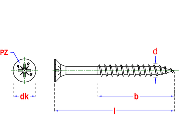 Pgb-fasteners spaanplaatschroef VZK-Z 6,0x120 deeldraad Zn T30 -100st.