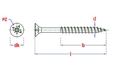 Pgb-fasteners spaanplaatschroef VZK-Z 6,0x120 deeldraad Zn PZ 3 -100st.