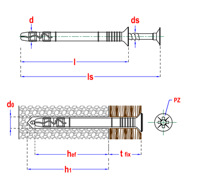 Pgb-fasteners nagelplug VK boord gemonteerd 5x50 - 200st.