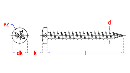 Pgb-fasteners spaanplaatschroef panhead 5,0x30 voldraad Zn PZ 2 - 200st.