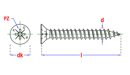 Pgb-fasteners spaanplaatschroef VK-Z 4,50x45 voldraad Zn - 200st.