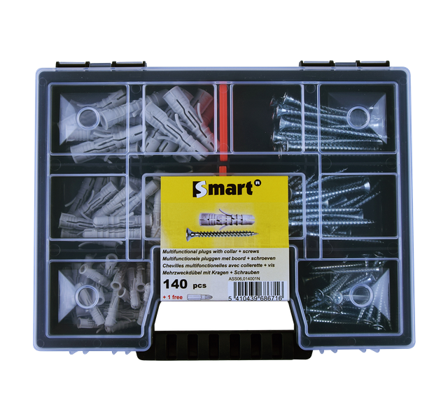 Pgb-fasteners assortimentsdoos pluggen en schroeven 140 delig