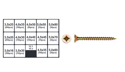 Pgb-fasteners assortimentsdoos spaanplaatschroeven 1700 delig PGWVZV ZnG
