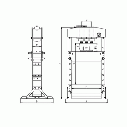 Rodcraft hydraulische werkplaatspers WP50P - 50ton - 8951000072