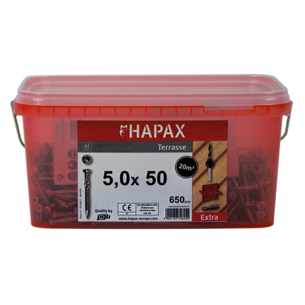 HAPAX hardhoutschroevenset 5x50 650st T25