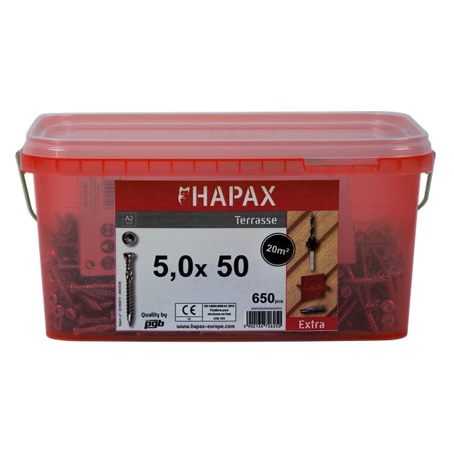 HAPAX hardhoutschroevenset 5x50 650st T25