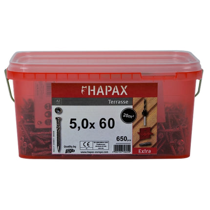 HAPAX hardhoutschroevenset 5x60 650st T25