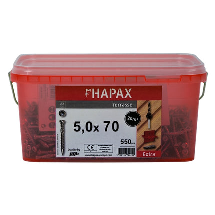 HAPAX hardhoutschroevenset 5x70 550st T25