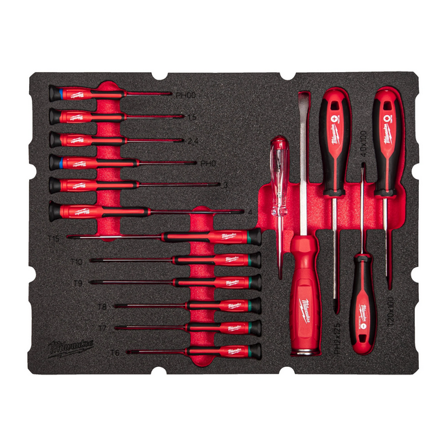 Milwaukee precisie schroevendraaiers Foam inlay (17-delig) - 4932493644