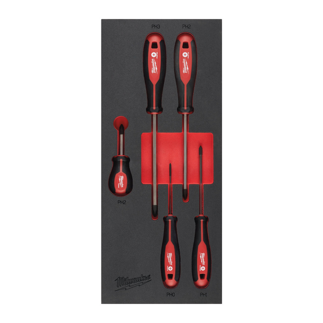 Milwaukee schroevendraaierset PH Foam Inlay 5 delig - 4932492393