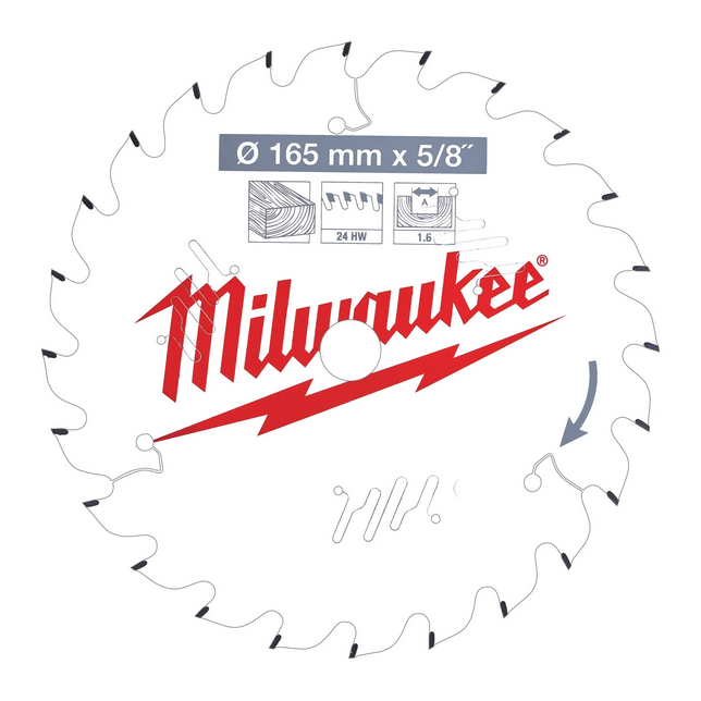 Milwaukee Cirkelzaagblad 165x15.87x1.6x24ATB - 4932471311