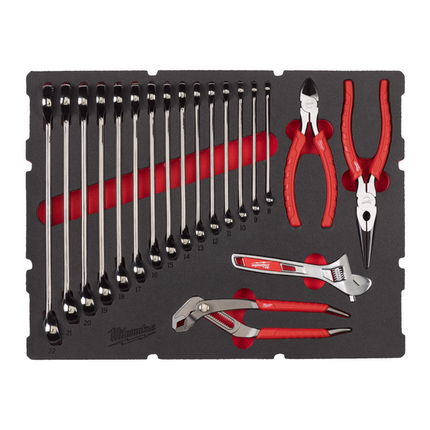 Milwaukee sleutel en tangenset MAXBITE Foam inlay 19-delig voor packout - 4932493339