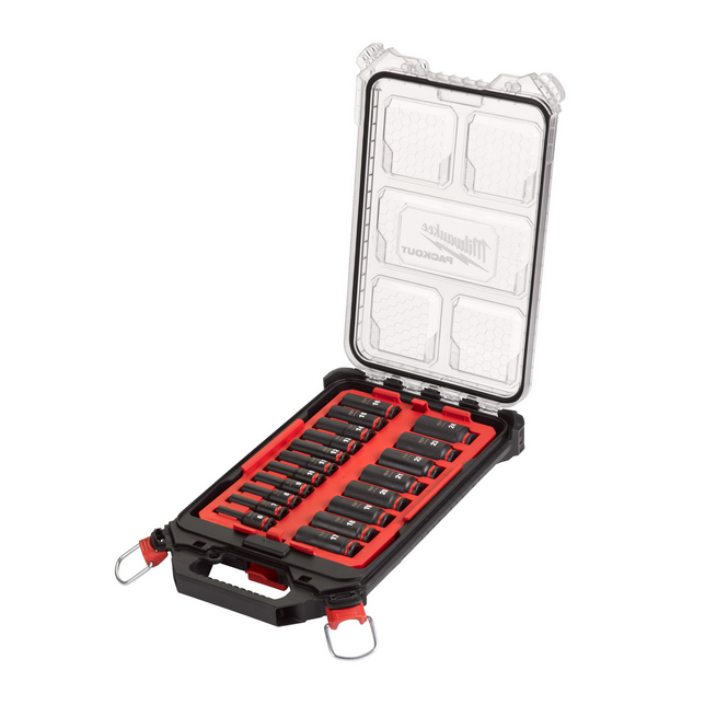 Milwaukee Shockwave 3/8” lang doppenset in PACKOUT Slim Organizer 19-delig - 4932480946