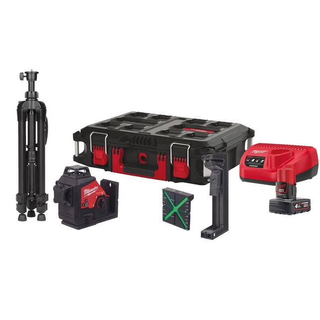 Milwaukee M12 3PLSKIT-401P Kruislijnlaserset met 3x360°groen - 4933499379