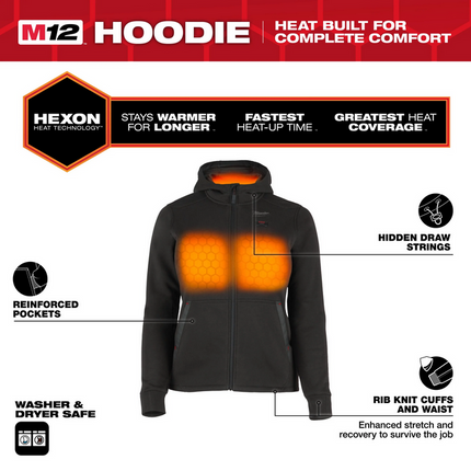 Milwaukee M12 HHBL5-0 Heated Hoodie Dames Zwart