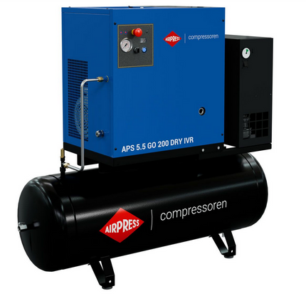 Airpress Schroefcompressor APS 5.5 GO 200 Combi Dry IVR 5.5 pk/4 kW - 361955-IVR