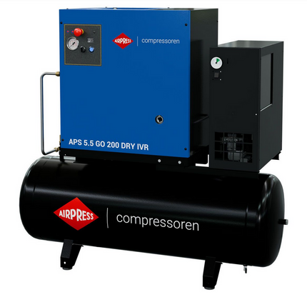 Airpress Schroefcompressor APS 5.5 GO 200 Combi Dry IVR 5.5 pk/4 kW - 361955-IVR