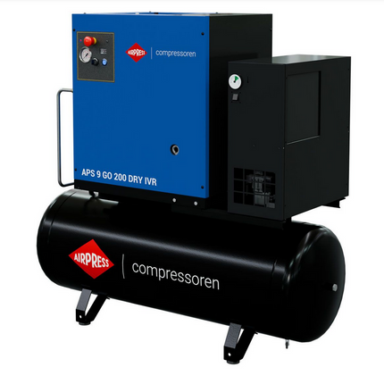 Airpress Schroefcompressor APS 9 GO 200 Combi Dry IVR 10 pk/7.5 kW - 361959-IVR
