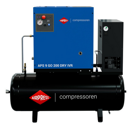 Airpress Schroefcompressor APS 9 GO 200 Combi Dry IVR 10 pk/7.5 kW - 361959-IVR
