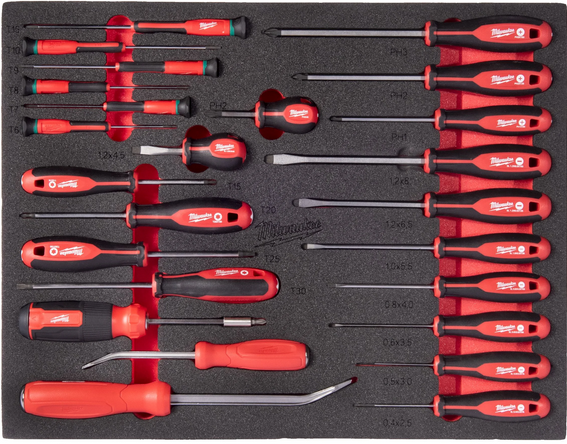 Milwaukee schroevendraaier en koevoetset 38-delig in foam inlay - 4932500755